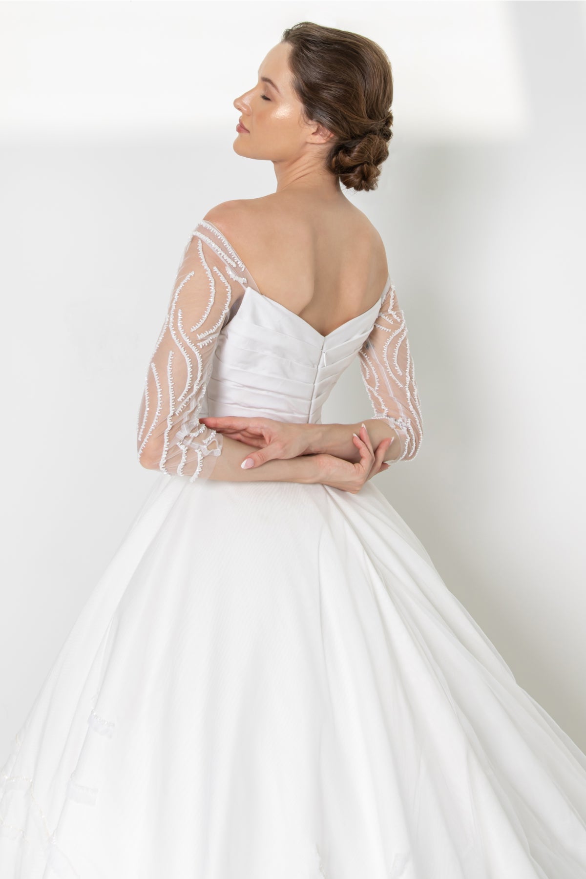 White silk taffeta gown